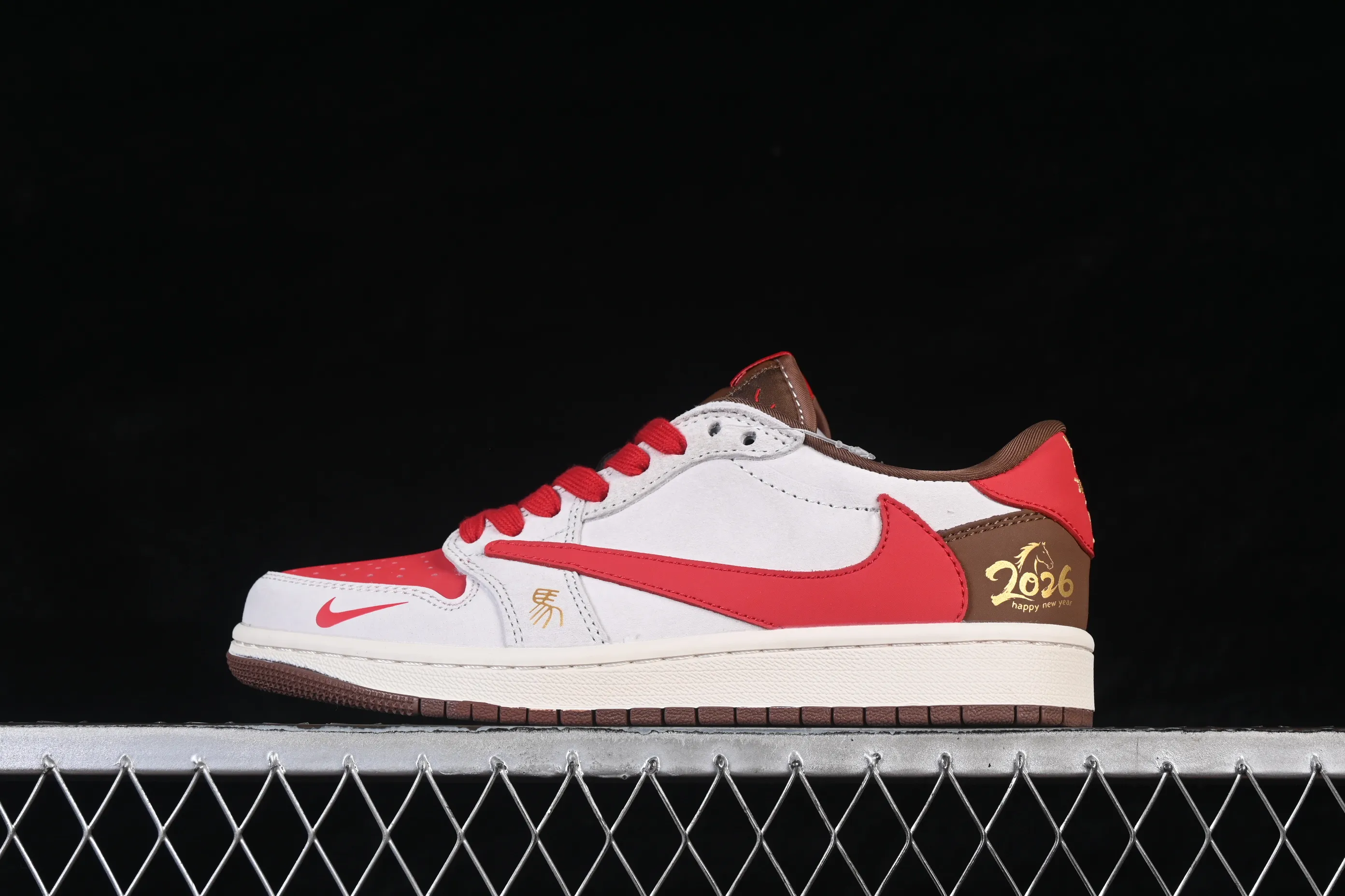 All categories Air Jordan Jordan series basketball shoes Air Jordan 1 Low High-end customized low-top sneakers Air Jordan 1 Low AJ1 Joe 1 red, white and brown contrast color High-end customized low-top retro basketball shoes FC1688-248